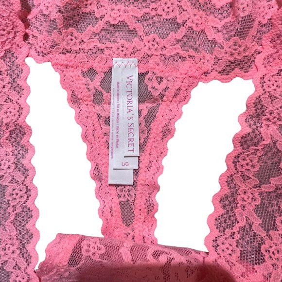 Women's NWT Victoria's‎ Secret Bright Pink Leopard Thong Size Large - Picture 3 of 5